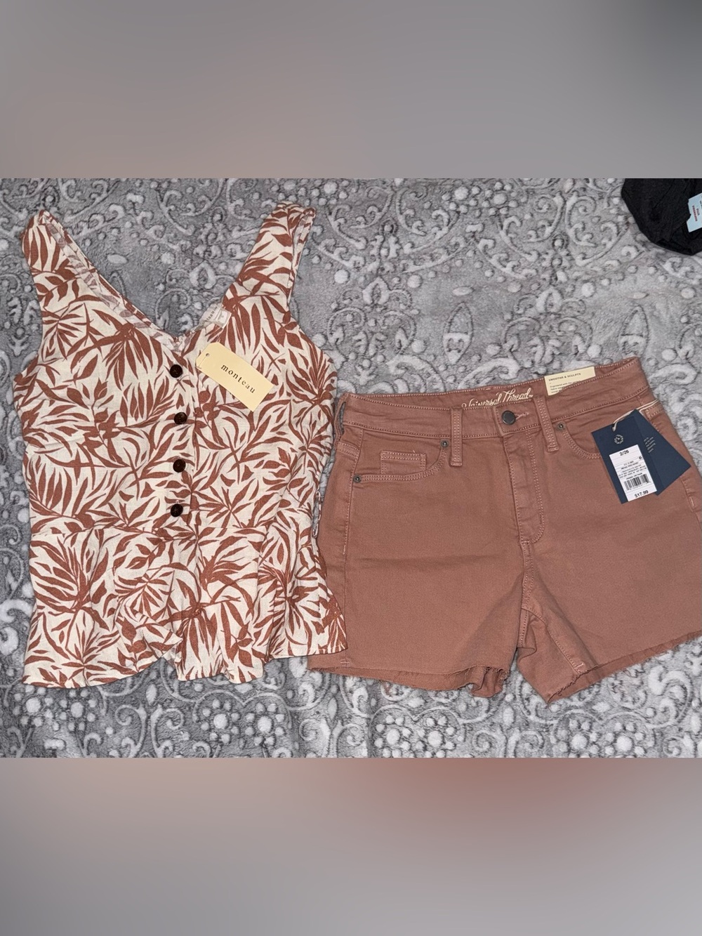 Women’s Small Monteau Tropical Top & Universal Thread Shorts 2-Piece NWT